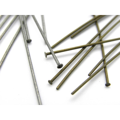 50 mm (2 Inch) x 0.6 mm (22GA) Thin, Long, Antique Gold or Antique Silver Head Pins (50 Pc.)