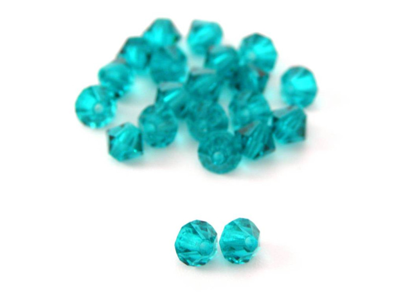 4 mm Czech MC Small Faceted Glass Bicone Beads - Blue Zircon - 24 pc