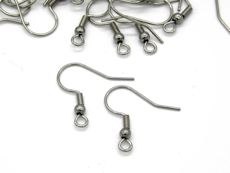 Fischerhaken-Ohrhänger mit Kugel aus Edelstahl, Metall-Ohrhaken - 21 mm - Silber - 20 St. (10 Paar)