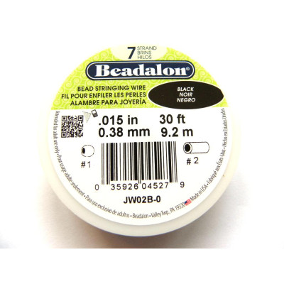 0,38 mm Beadalon 7-Strang Schmuckdraht - 9,2 m - Schwarz