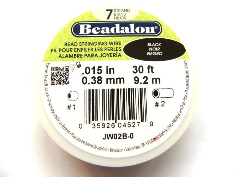 0.38 mm (.015 inch) Beadalon 7-Strand Nylon-Coated Stainless Steel Beading Wire - 9.2 m (30 ft) Black 0.38 mm (.015 inch) Beadalon 7-Strand Nylon-Coated Stainless Steel Beading Wire - 9.2 m (30 ft) Black