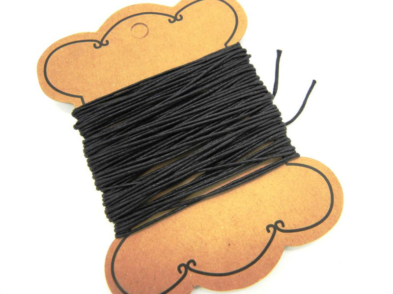 0.7 mm Waxed Cotton Cord for Jewellery-Making - Black (10 m)