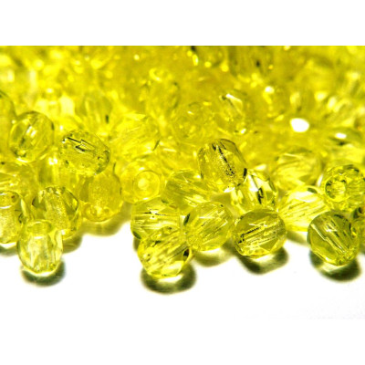 4 mm Tschechische feuerpolierte Glasschliffperlen - Jonquil