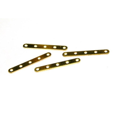 18 mm Short Narrow Rectangular 5 Hole Separator Bars - Gold - 10 Pc.