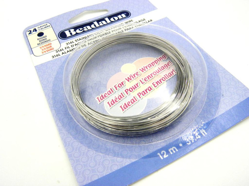 0.5 mm - 24 GA - Beadalon Stainless Steel 316L Round Craft/Jewellery Wrapping Wire 12m (39.4 ft) 0.5 mm - 24 GA - Beadalon Stainless Steel 316L Round Craft/Jewellery Wrapping Wire 12m (39.4 ft)