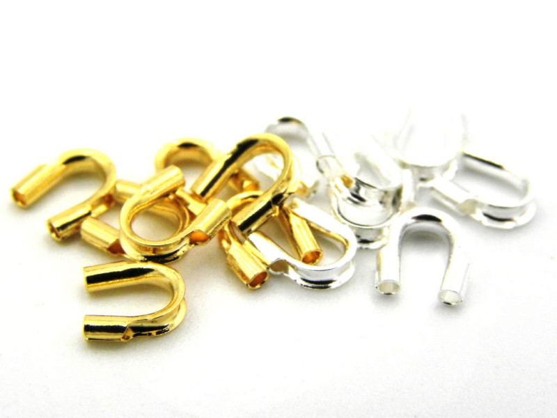 5 x 4 mm U-shaped Brass Wire Guards, Wire Protectors, Thread Protection - Silver Plated or 18k Gold Plated - 10 or 50 pc